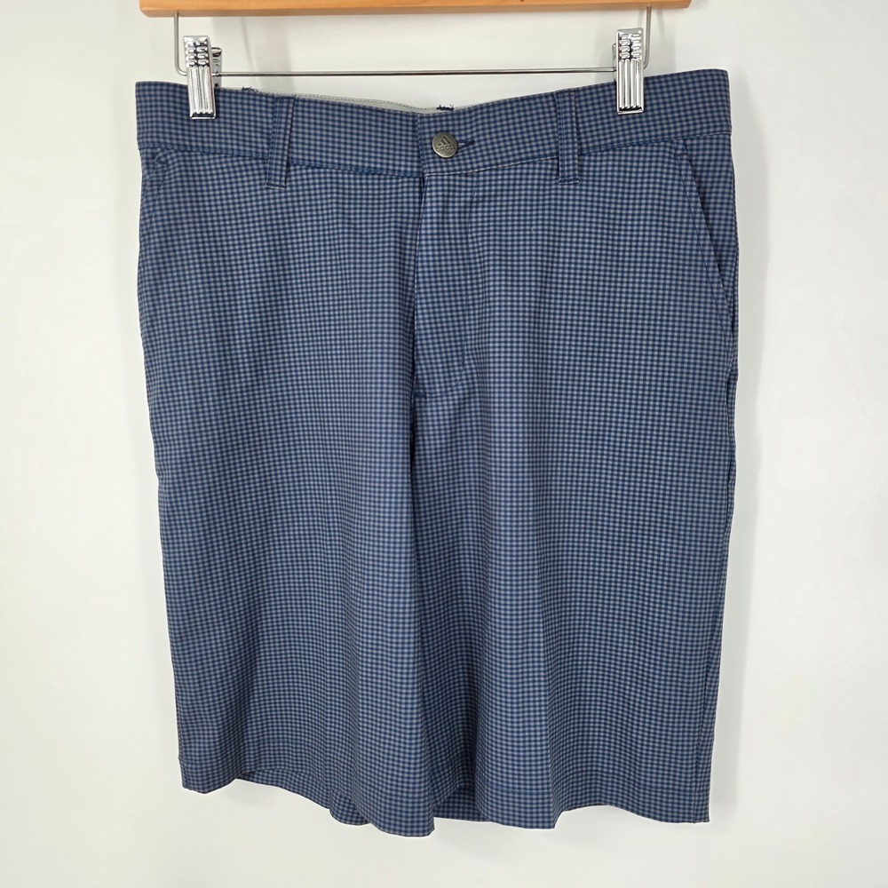 Adidas Ultimate365 Golf Shorts Mens 30 Blue Gingham Plaid Stretch Performance